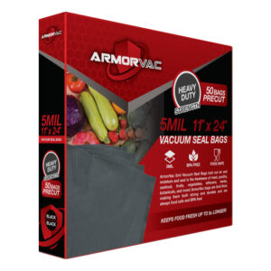 ArmorVac 11" x 24" 5mil Precut Vacuum Seal Bags Black & Clear (50 Pack)