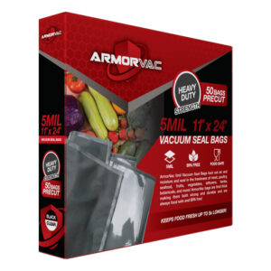 ArmorVac 15”x20” 5mil Precut Vacuum Seal Bags Black & Clear (50 Pack)